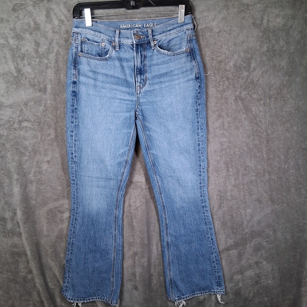 American Eagle Jeans Women's Size 0 90's Flare Mid-Rise Distressed Blue